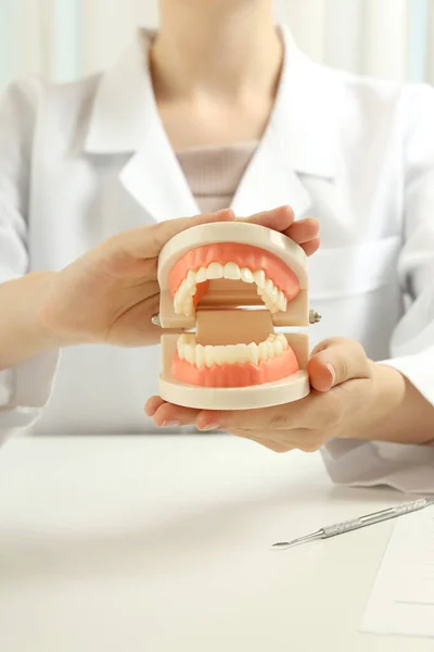 Concept Dental Care Tooth Care Female Doctor — Fotografia de Stock