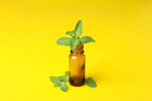 Concept Aromatherapy Mint Yellow Background — Stock Photo, Image
