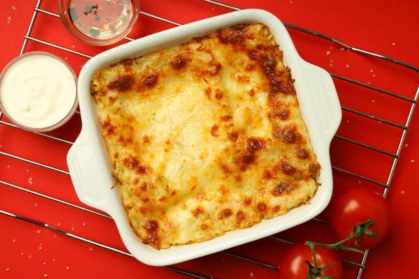 Concept Van Heerlijk Eten Lasagne Bovenaanzicht — Stockfoto