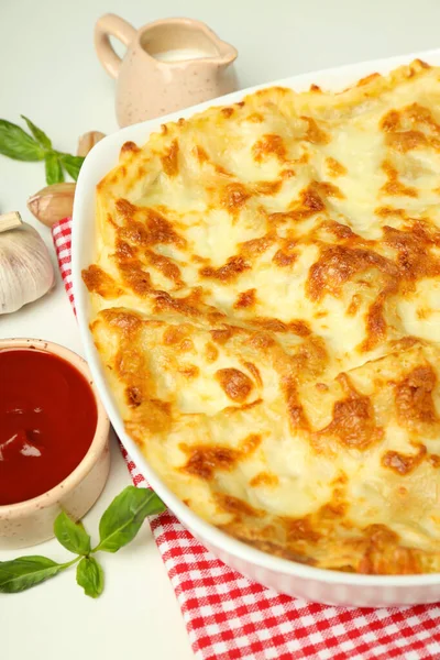 Konzept Des Leckeren Essens Lasagne Aus Nächster Nähe — Stockfoto