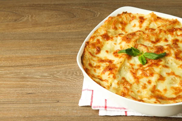 Concept Van Heerlijk Eten Lasagne Ruimte Voor Tekst — Stockfoto