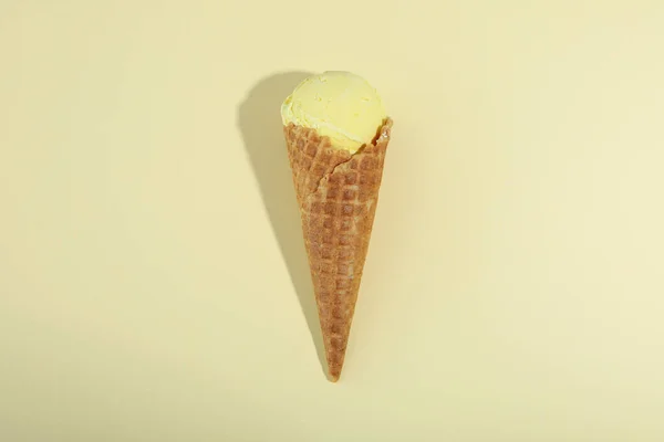 Cone Ice Cream Beige Background — Stock Photo, Image