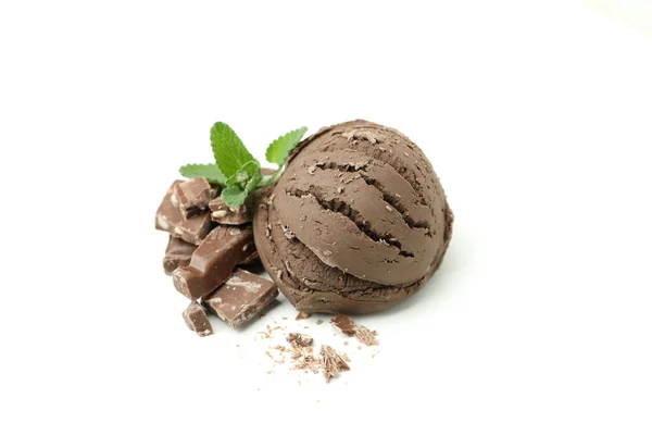 Chocolate Ice Cream White Background Close — Zdjęcie stockowe