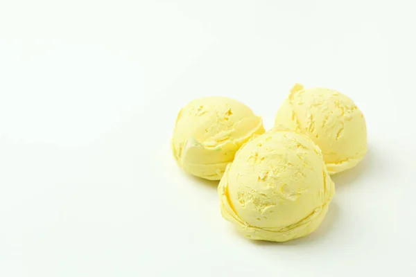 Lemon Ice Cream White Background Space Text — Stockfoto