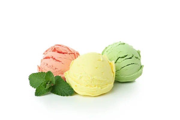 Ice Cream Scoops Mint Isolated White Background — Stockfoto