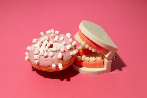 Concept of food bad for teeth, dental care concept