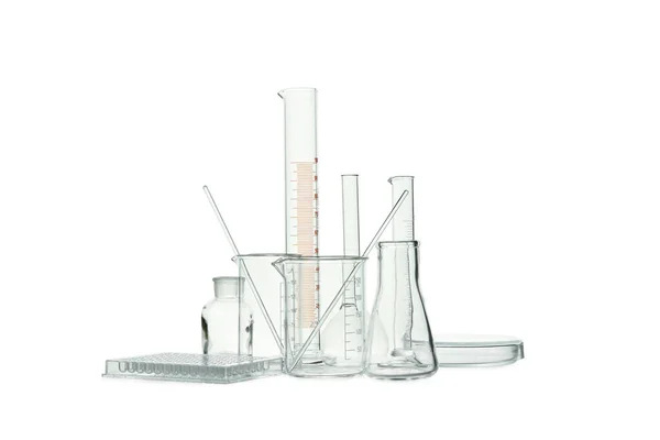 Different Laboratory Accessories Isolated White Background — 图库照片