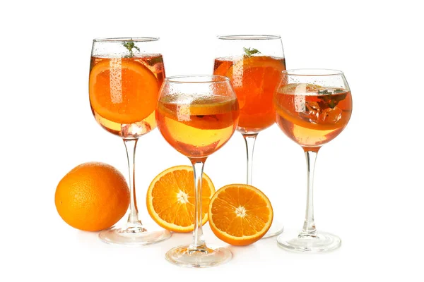 Concept Summer Cocktail Aperol Spritz Isolated White Background — Stockfoto