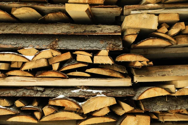 Firewood Background Natural Firewood Folded Outdoor Using Winter — 스톡 사진