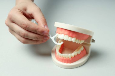 Diş bakımı konsepti, diş bakımı, yakın çekim.