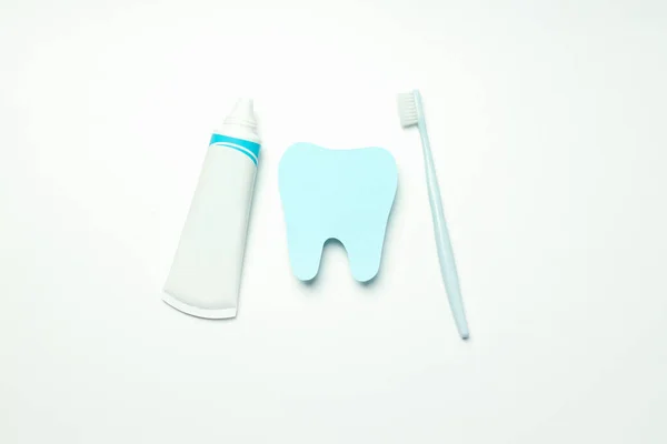 Concept Dental Care Tooth Care Top View — Zdjęcie stockowe