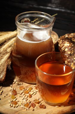 Taze içecek kavramı, kvass, kapat.