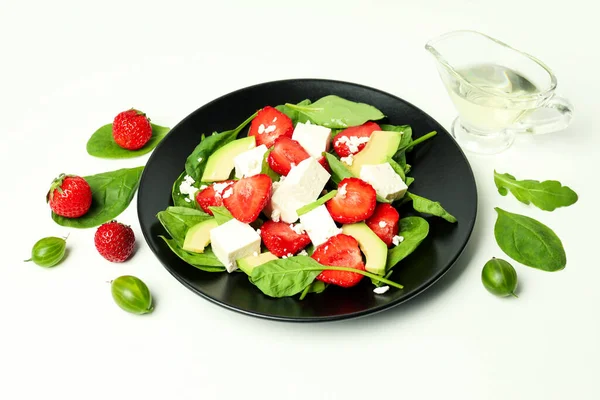 Concept Tasty Food Salad Strawberry White Background — Fotografia de Stock