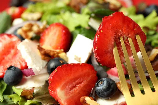 Concept Tasty Salad Salad Strawberry Close — Stock fotografie