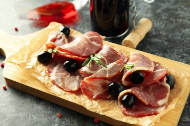 Lezzetli İspanyol mutfağı kavramı - jamon, kapat