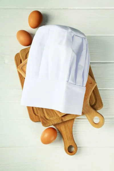 Concept Cooking Food Chef Hat Top View — Stockfoto