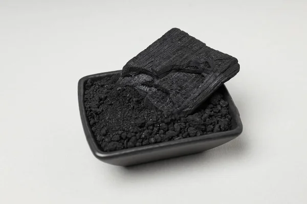Black Bowl Charcoal Powdered Charcoal — 图库照片