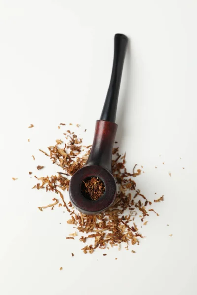 Røykepipe Med Tobakk Hvit Bakgrunn – stockfoto