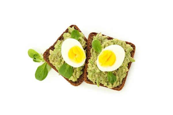 Concept Tasty Breakfast Sandwiches Egg Isolated White Background — Fotografia de Stock