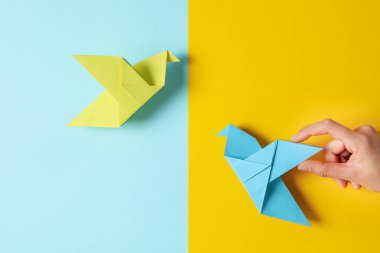 Composition for concept Save Ukraine on light gray background, top view