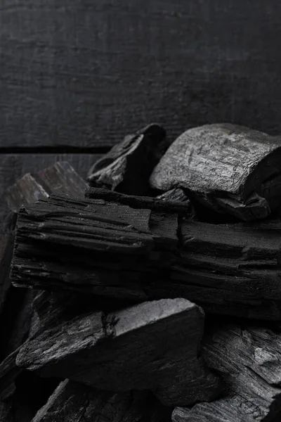 Natural Wood Charcoal Dark Wooden Background — 스톡 사진