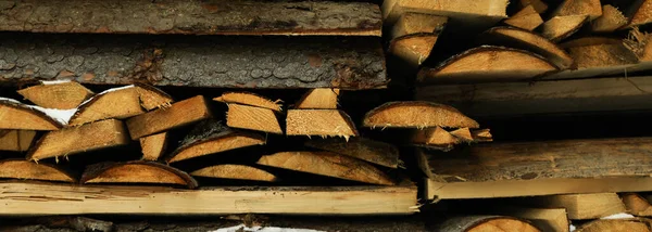Firewood Background Natural Firewood Folded Outdoor Using Winter — 스톡 사진