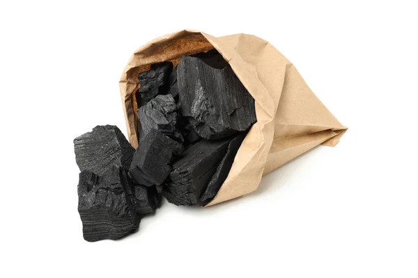Paper Bag Charcoal Isolated White Background — 스톡 사진