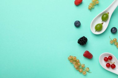 Concept of fresh food, berries, space for text