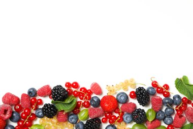 Concept of fresh food, berries, space for text
