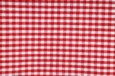 Red and white checkered tablecloth, close up