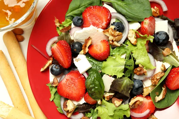 Concept Tasty Salad Salad Strawberry Close — Fotografia de Stock