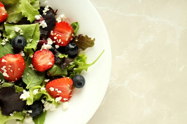 Concept Tasty Salad Salad Strawberry Space Text — Zdjęcie stockowe