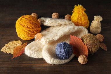 Concept of cozy and relax hobby, knitting