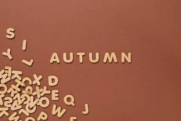 Word Autumn Letters Brown Background — Photo