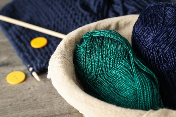 Concept Cozy Relax Hobby Knitting Close —  Fotos de Stock