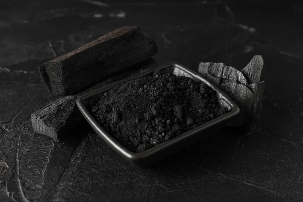 Natural Hardwood Charcoal Black Textured Background — 스톡 사진