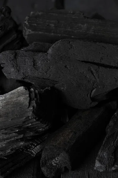 Natural Black Hard Wood Charcoal Close — Stock fotografie