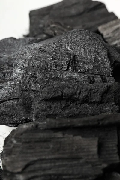 Natural Black Hard Wood Charcoal Close — Stockfoto