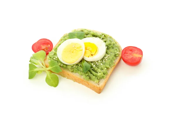 Концепція Смачного Сніданку Бутерброд Яйцем Ізольовані Білому Тлі — стокове фото