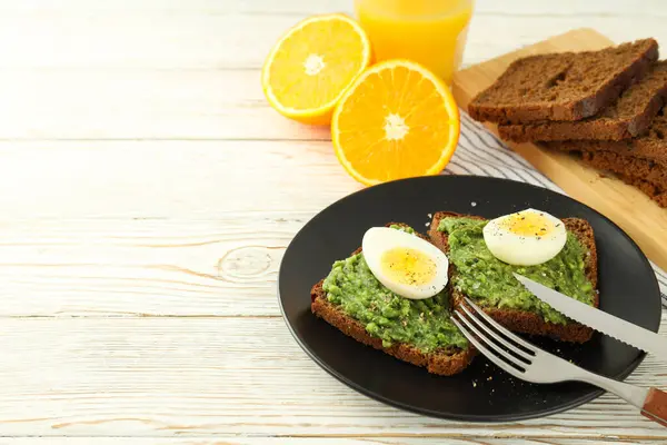 Concept Breakfast Tasty Homemade Sandwich — Fotografia de Stock