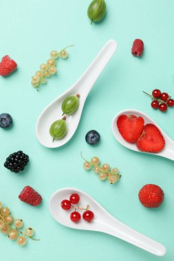 Concept of fresh food, berries, top view