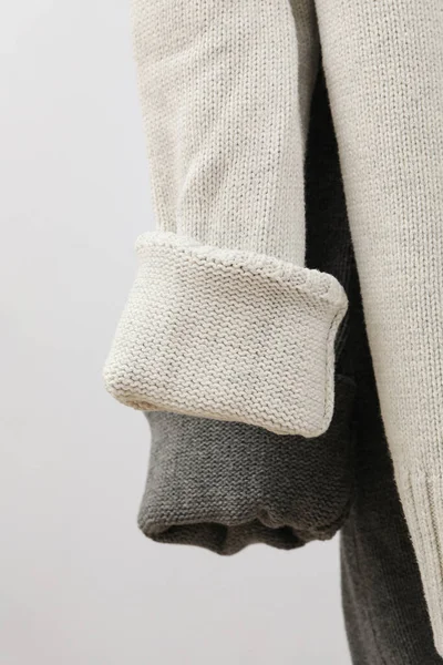 Hanging Sweaters Concept Autumn Season Clothes — Zdjęcie stockowe