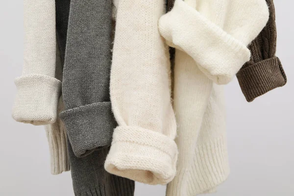 Hanging Sweaters Concept Autumn Season Clothes — Stock fotografie