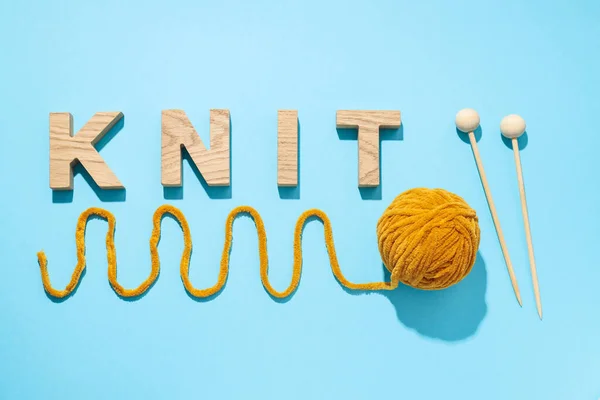 Concept Cozy Relax Hobby Knitting Top View — Stockfoto