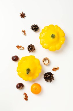 Concept of Autumn, Autumn composition accessories on white background