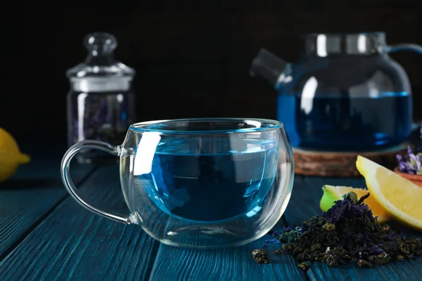 Concept of tasty hot drink, Anchan tea, close up