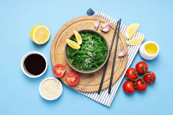 Концепція Японської Кухні Chuka Salad Вид Зверху — стокове фото