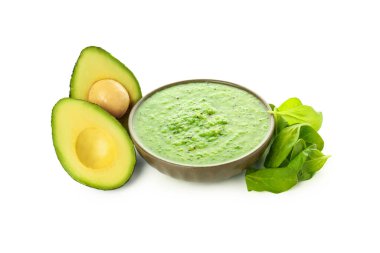 Smoothie with different ingredients isolated on white background