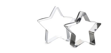 Concept of tools for cooking cookies, cookie cutter, isolated on white background