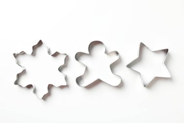 Concept of tools for cooking cookies, cookie cutter, top view